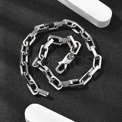 304 Stainless Steel Paperclip Chain Necklaces for Women Men NJEW-A033-02P-1
