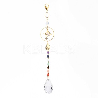 Glass Teardrop Chandelier Pendant Decorations HJEW-JM00854-1