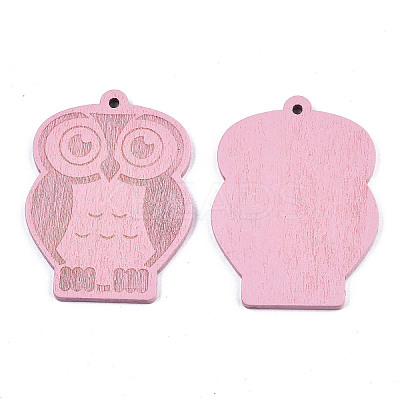 Painted Poplar Wood Pendants WOOD-N006-10-1