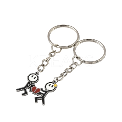 2Pcs 304 Stainless Steel Enamel Keychain KEYC-FS00034-02-1