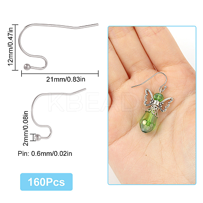 160Pcs 316 Surgical Stainless Steel Earring Hooks STAS-SC0005-37-1