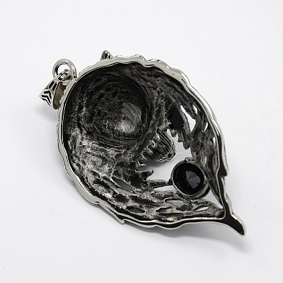 Retro Men's 304 Stainless Steel Steel Big Wolf Head Pendants STAS-O044-52A-1