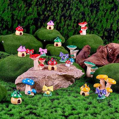 32Pcs 16 Style 3D Mushroom Resin Display Ornaments DJEW-SZ0001-06-1