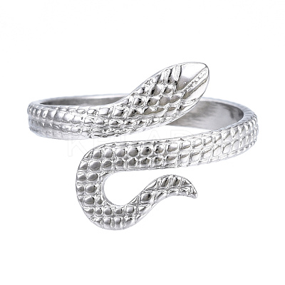 Non-Tarnish 304 Stainless Steel Snake Open Cuff Ring RJEW-N040-21-1