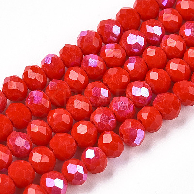 Electroplate Opaque Solid Color Glass Beads Strands EGLA-A034-P4mm-L24-1