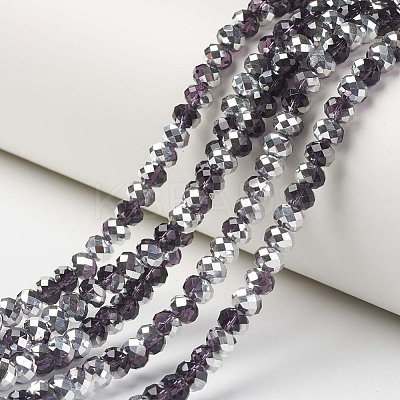 Electroplate Transparent Glass Beads Strands EGLA-A034-T3mm-M11-1