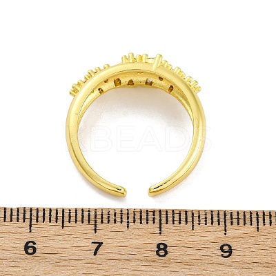 Brass Micro Pave Clear Cubic Zirconia Cuff Rings for Women RJEW-Q009-04G-1