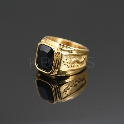 304 Stainless Steel with Cubic Zirconia Dragon Pattern Finger Rings for Men FS-WGD623F-29-1