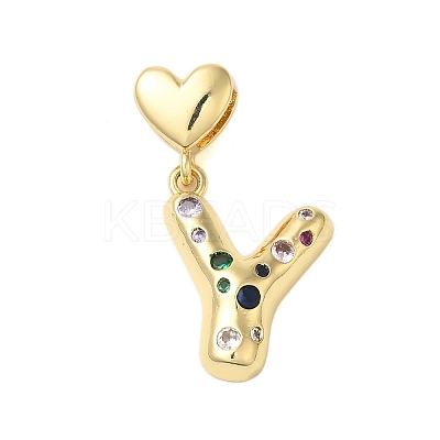 Rack Plating Brass Micro Pave Clear Cubic Zirconia Perdants KK-C067-12G-Y-1