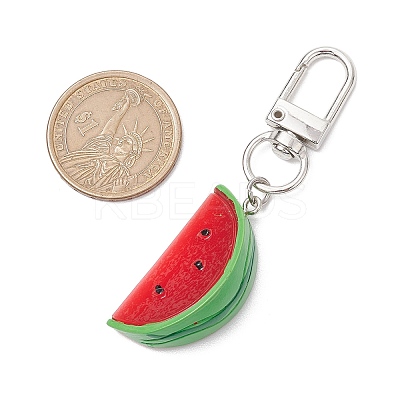 3Pcs Watermelon Resin Pendant Decorations HJEW-JM02582-1