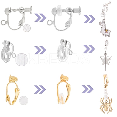 24Pcs 6 Style Brass Clip-on Earring Findings DIY-SC0021-30-1