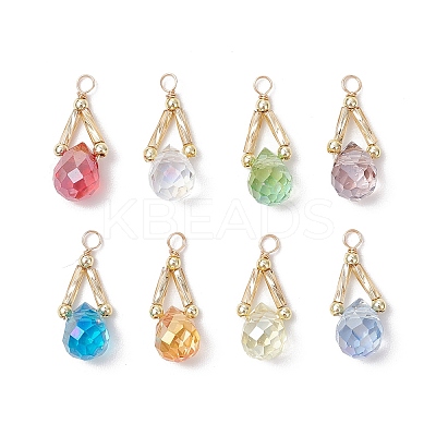 Transparent Glass Beads with Electroplate Non-magnetic Synthetic Hematite Beads and Glass Twisted Bugle Beads and Eco-Friendly Copper Wire Pendants PALLOY-JF03618-01-1