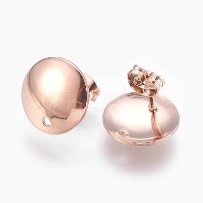 Ion Plating(IP) 304 Stainless Steel Stud Earring Findings STAS-G178-03RG-13mm-1