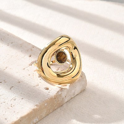 Natural Tiger Eye Finger Rings STAS-Z112-14G-01-1