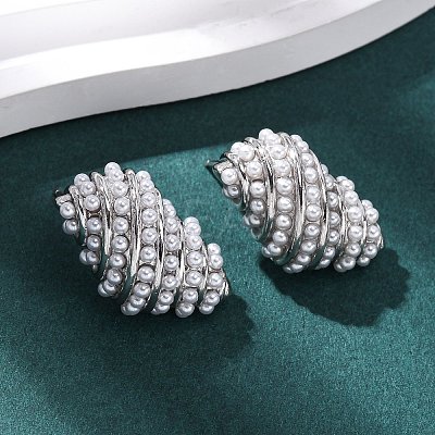 Brass Conch Stud Earrings EJEW-H165-01C-P-1