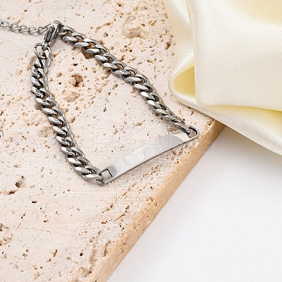 304 Stainless Steel Curb Chains Link ID Bracelets BJEW-K265-03P-1