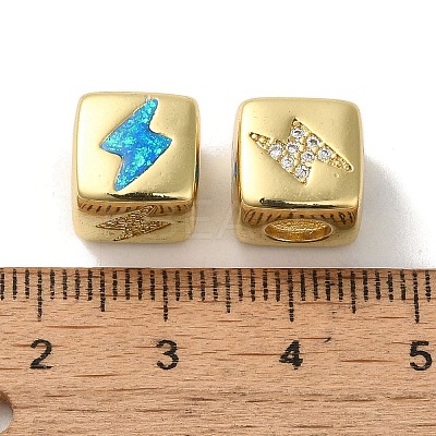 Rack Plating Brass Micro Pave Cubic Zirconia Beads KK-P268-01G-09-1
