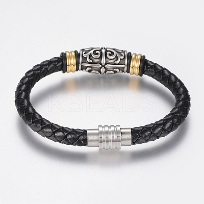 Braided Leather Cord Bracelets BJEW-H560-33-1