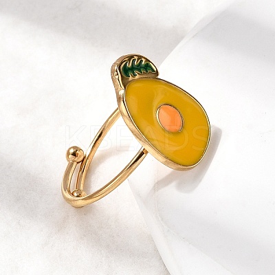 Adjustable 304 Stainless Steel Enamel Cuff Rings for Women RJEW-B152-01G-03-1
