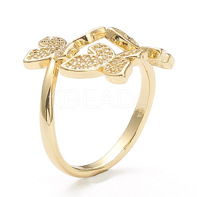 Brass Micro Pave Clear Cubic Zirconia Cuff Rings LS-ZIRC-M117-03G-1