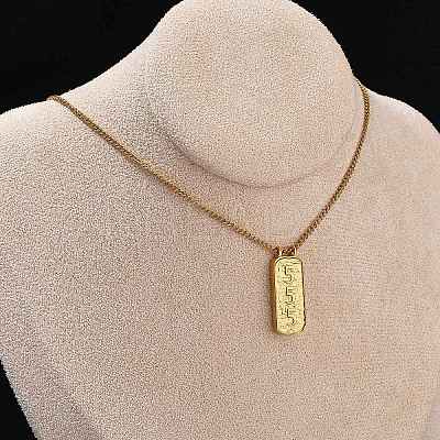304 Stainless Steel Rectangle Number Pendant Necklaces NJEW-D300-01G-05-1