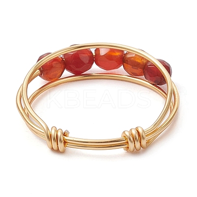 Natural Round Natural Agate Beaded Finger Rings RJEW-TA00118-03-1