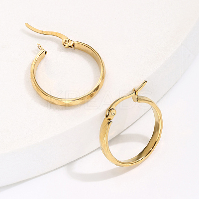 Stylish 201 Stainless Steel Ripple Hoop Earrings RE3592-1