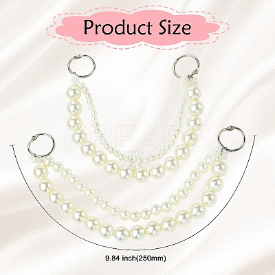 2Pcs 2 Styles White ABS Imitation Pearl Round Beaded Bag Extender Chains AJEW-CJ00010-1