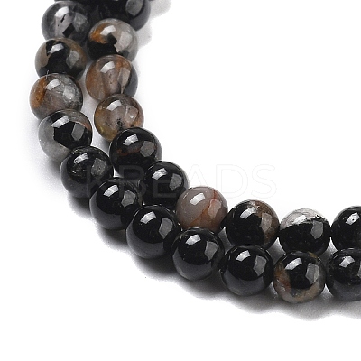 Natural Black Tourmaline Beads Strands G-Q031-A01-4mm-1
