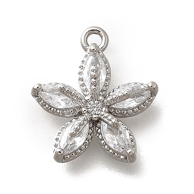 Brass Micro Pave Cubic Zirconia Pendants KK-Q035-13P-1