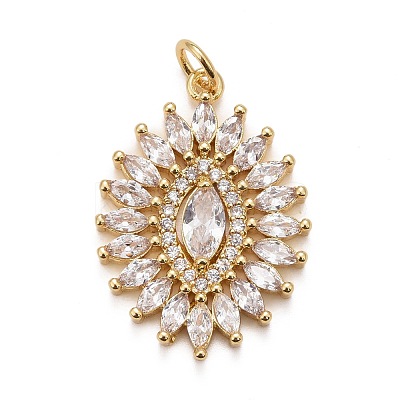 Rack Plating Brass Clear Cubic Zirconia Pendants KK-M229-34G-1