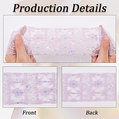 5Yards Polyester Flower Lace Ribbons with Paillettes OCOR-GF0005-24B-1