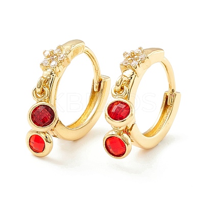 Star Cubic Zirconia Hoop Earrings with Flat Round Drop EJEW-P196-19G-02-1
