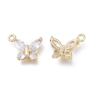 Brass Micro Clear Cubic Zirconia Pendants X-ZIRC-H101-04G-1