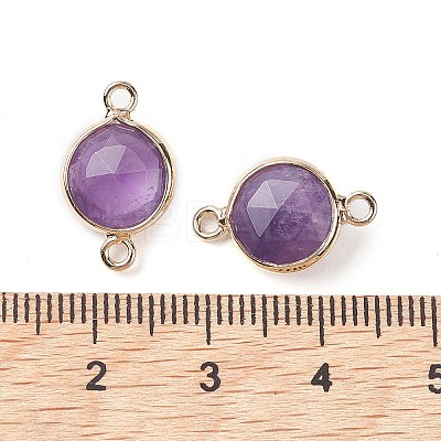 Natural Amethyst Connector Charms G-C102-09F-G-1