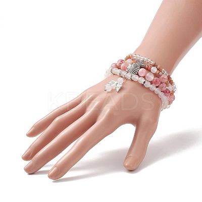 4Pcs 4 Style Natural Mixed Gemstone Beaded Stretch Bracelets Set BJEW-JB09263-1