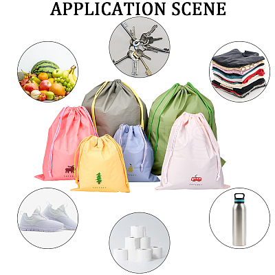 6Pcs 3 Sizes 2 Colors Polyethylene Waterproof Drawstring Storage Bags ABAG-CN0001-47-1