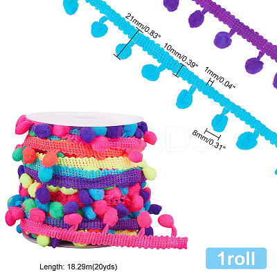 20 Yards Gradient Color Polyester Tassel Lace Trim OCOR-PH0001-93-1