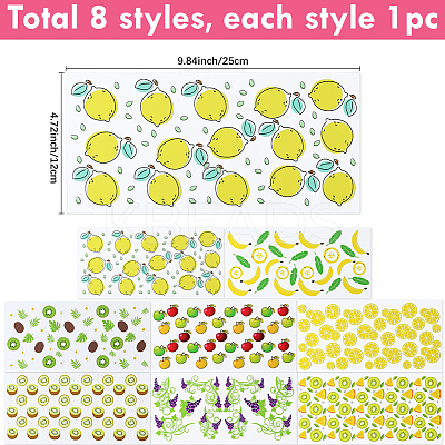 8Pcs 8 Styles PVC Plastic Waterproof Decorative Sticker Labels DIY-SP0004-93C-1
