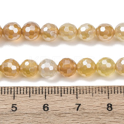 Electroplated Natural Agate Beads Strands G-B191-A07-6mm-08-1