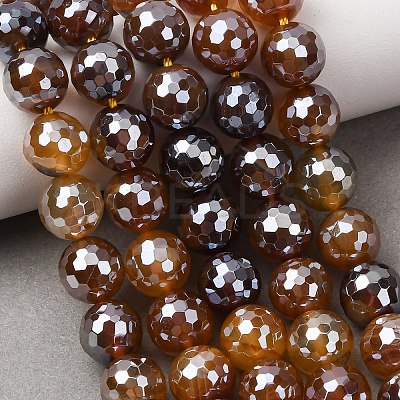 Electroplated Natural Agate Beads Strands G-B191-A07-10mm-13-1