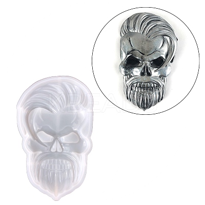 Angry Skull Display Decoration Statue Silicone Molds DIY-L071-08B-1