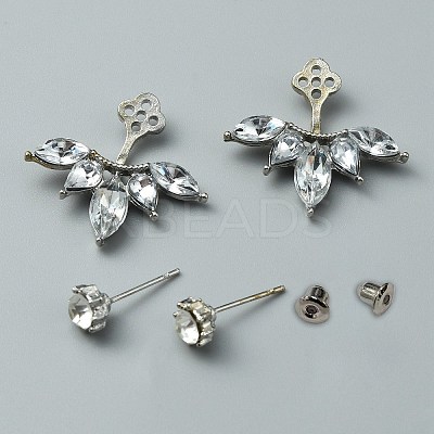 Fashional Crystal Rhinestone Flower Dangle Stud Earrings EJEW-WH0001-05-1