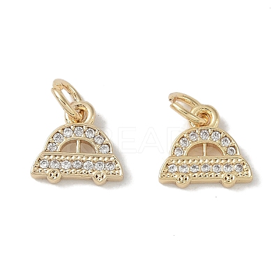 Brass Micro Pave Clear Cubic Zirconia Pendants KK-S367-13B-1