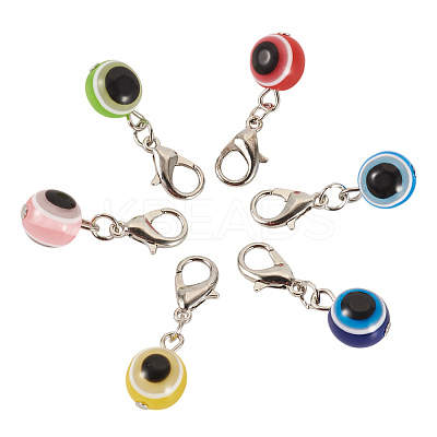 36Pcs 6 Colors Handmade Lampwork Evil Eye Pendant Decorations HJEW-TA0001-11-1