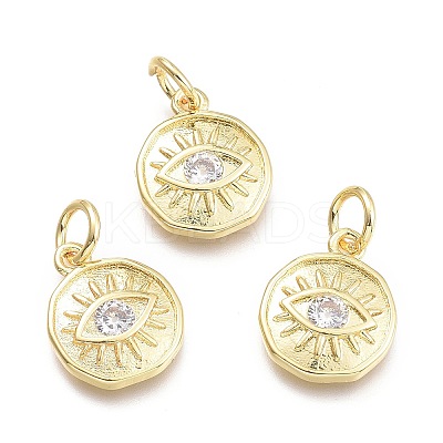 Brass Micro Pave Cubic Zirconia Pendants KK-P187-17A-G-1