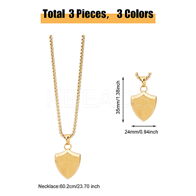 3Pcs 3 Colors Stainless Steel Pendant Necklaces Set NJEW-FI0001-55-1