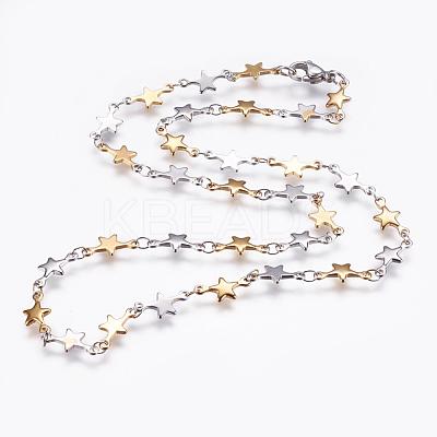 304 Stainless Steel Chain Necklaces STAS-P164-27GP-1