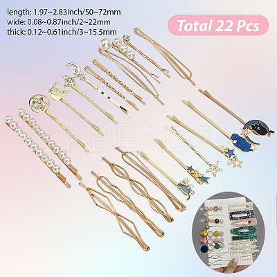 6 Bags 6 Styles Zinc Alloy Hair Bobby Pins PHAR-SP0001-01B-1