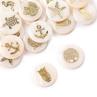 22Pcs 11 Styles Natural Freshwater Shell Pendants SHEL-FS0001-14-1